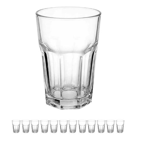 12un Copo de vidro transparente trevi grosso 330ml