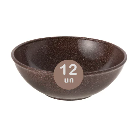 12un Tigela bowl 700ml salada petiscos Marrom Escuro