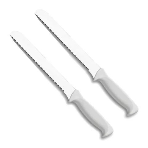 2 Faca de pão com lâmina inox serrilhada 34cm cabo anatômico
