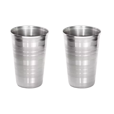 2 Copos Aço Inox Resistente Grande Cerveja Agua Suco 390ml