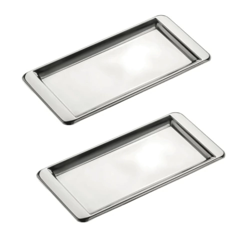2un Bandeja inox café retangular 30x15cm Hotel Cafeteria