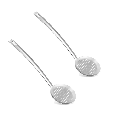 2un Escumadeira em aço inox 37cm cozinha luxo