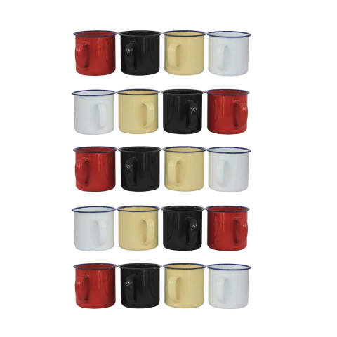 Kit 20 caneca esmaltada 240 ml xícara café chá retrô