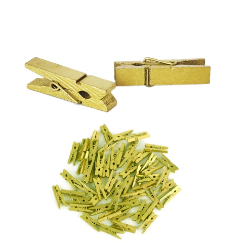 1000un mini prendedor pregador madeira dourado