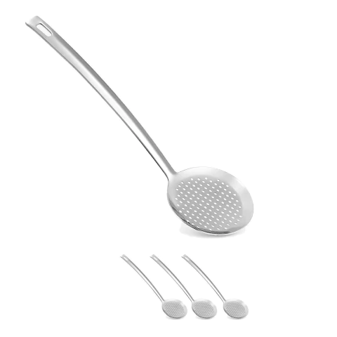 3un Escumadeira em aço inox 37cm cozinha luxo