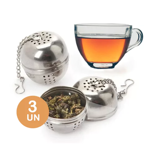 3un Infusor de chá inox coador peneira ervas difusor