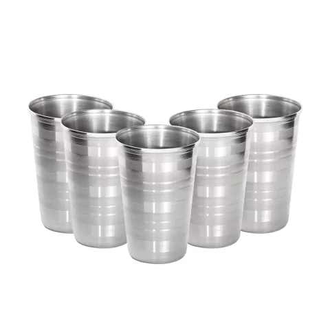 5 Copos Aço Inox Resistente Grande Cerveja Agua Suco 390ml