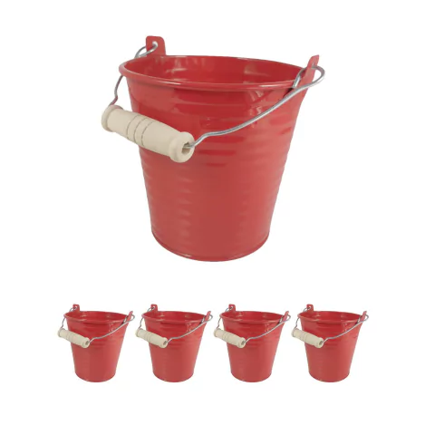5un Balde Cachepot metal decoração mini balde festa vermelho