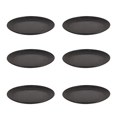 6 UN Prato Refeição Sustentável Redondo Durável 24cm Preto