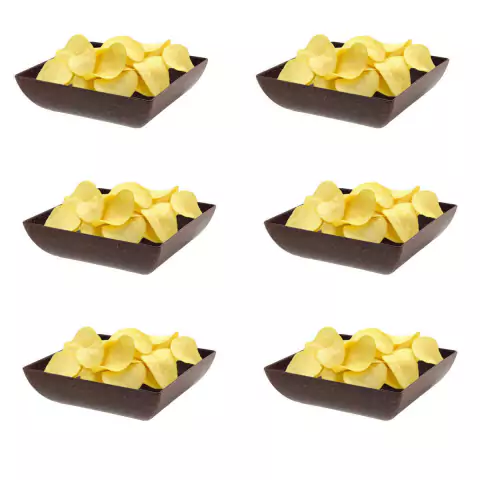 6un Saladeira Quadrada 750ml Travessa Petisqueira Marrom Es