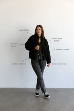 Jaqueta Bomber Lã Hungria Preta - comprar online