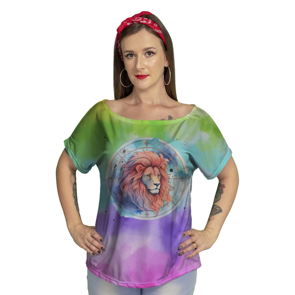 Blusa Feminina Manga Morcego Coleção Signos do Zodíaco Leão