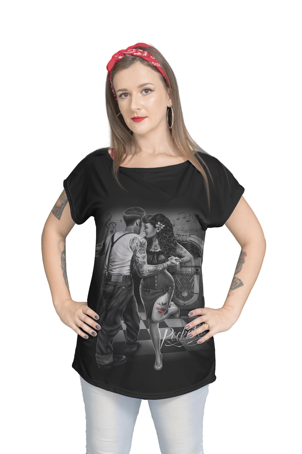 Blusa Manga Japonesa Sobre Legging dance Rockabilly