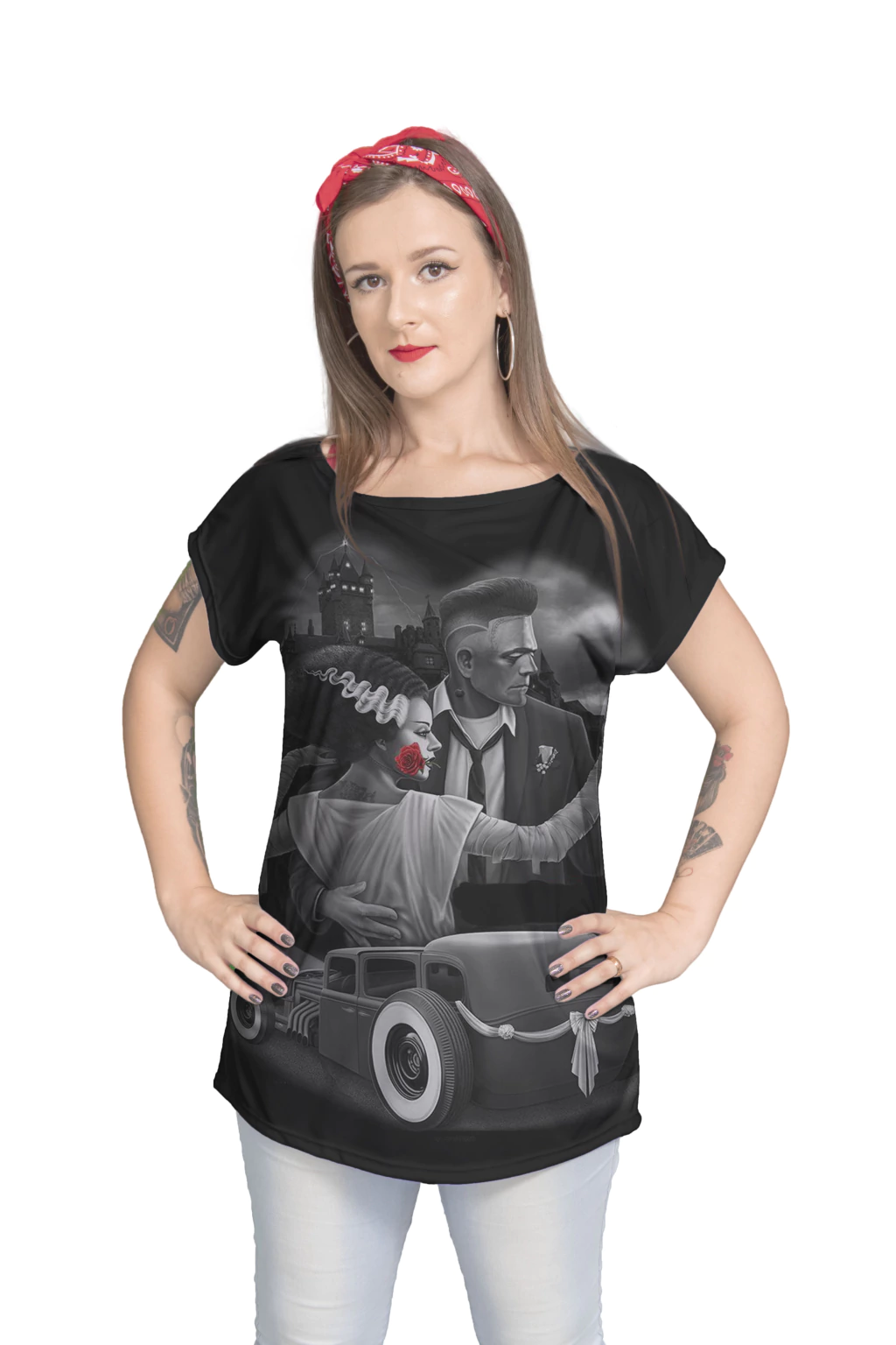 Blusa Manga Japonesa Sobre Legging Casal Frankenstein E Elizabeth Rockabilly