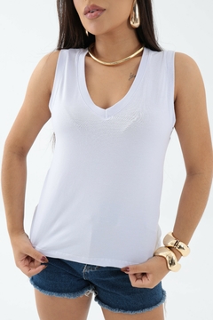T-shirt Regata "Gola V" (Branca) na internet