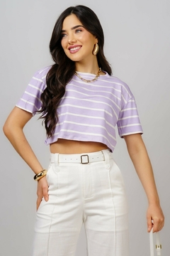 Cropped "Estampado Listrado" - (Lilás) na internet