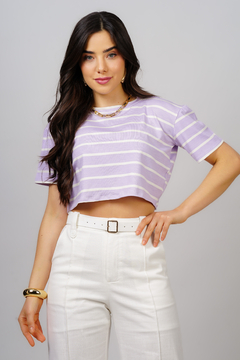 Cropped "Estampado Listrado" - (Lilás)