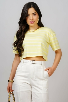 Cropped "Estampado Listrado" - (Amarelo Bebê) na internet