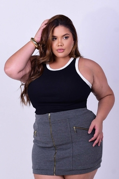 Regata "Plus Size" Ribana Bicolor (Preto & Off White) - loja online