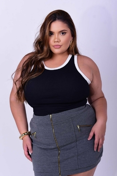 Regata "Plus Size" Ribana Bicolor (Preto & Off White) - G&B Bros