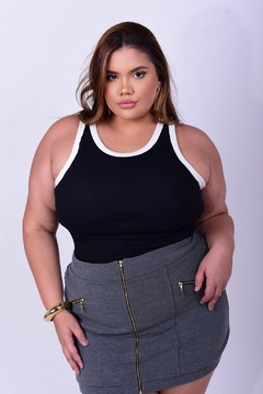 Regata "Plus Size" Ribana Bicolor (Preto & Off White) - comprar online