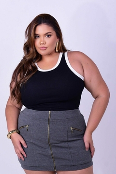 Regata "Plus Size" Ribana Bicolor (Preto & Off White) na internet