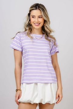Tshirt "Estampada Listrada" (Lilás) - comprar online