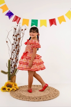 VESTIDO JUNINO VERMELHO GIRASSOL - comprar online