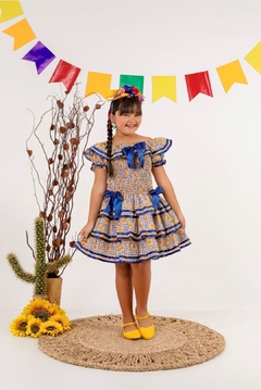 VESTIDO JUNINO AZUL GIRASSOL