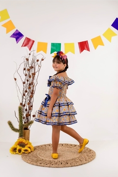 VESTIDO JUNINO AZUL GIRASSOL - comprar online