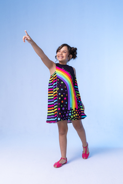 PRÉ LANÇAMENTO - VESTIDO LARISSA PRETO RAINBOW (ENVIOS A PARTIR DO DIA 28/04) - Mundo de Lila - Site Atacado 