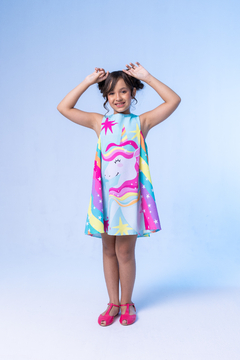 PRÉ LANÇAMENTO - VESTIDO LARISSA AZUL UNICÓRNIO (ENVIOS A PARTIR DO DIA 28/04) - comprar online