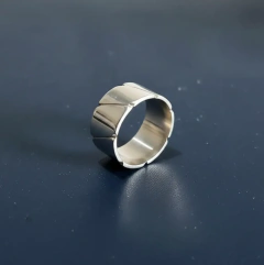 Anillo Cinta 1cm Con Lineas - Plata925
