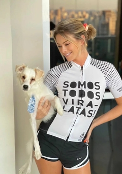 Camisa ciclismo Somos todos vira-latas! branca