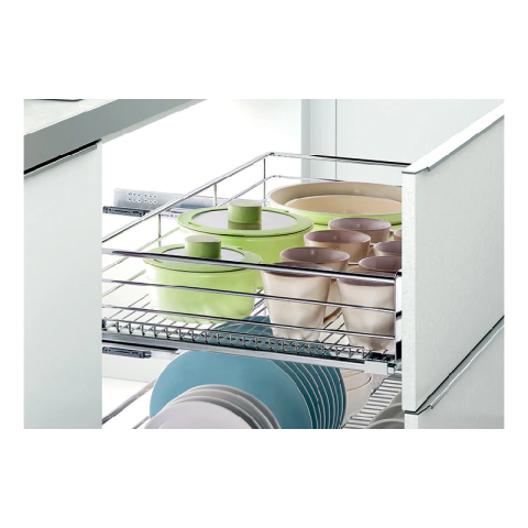 Canasto B/Mesada Frente Guia Oculta P/Bandeja Acero Cromado Eurohard