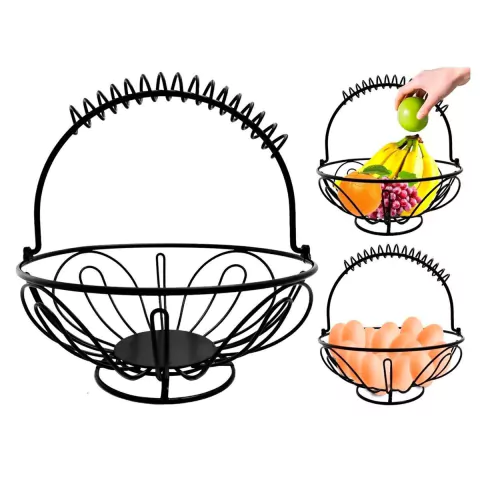 Frutera / Huevera / Centro Mesa Decorativa De Acero Negro