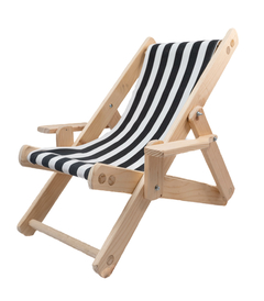 Silla de playa para niños con lona rayada negra