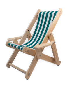 Silla de playa para niños con lona rayada verde