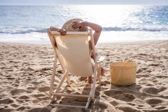 Silla de playa grande con lona lisa crudo - comprar online
