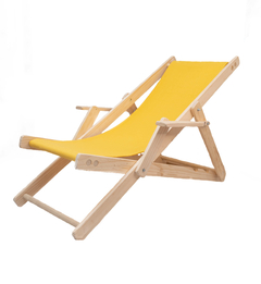 Silla de playa grande con lona lisa amarilla