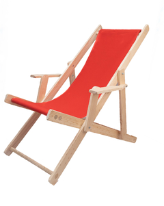 Silla de playa grande con lona lisa roja - Sillas y Muebles