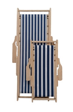 Silla de playa grande con lona rayada azul - comprar online