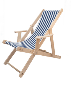 Silla de playa grande con lona rayada azul - Sillas y Muebles
