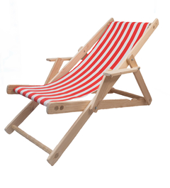 Silla de playa grande con lona rayada roja