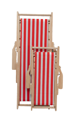 Silla de playa grande con lona rayada roja - Sillas y Muebles