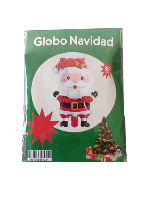 Globo Metalizado Papá Noel Navidad Mod. 2 - 36 cm x unidad