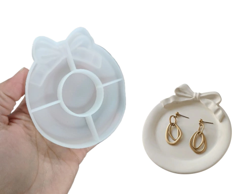 Molde Silicona Plato Chico Con Moño Para Yeso Cemento Resina - comprar online