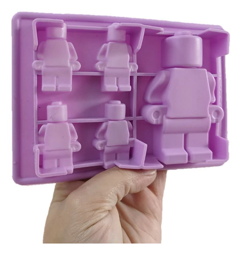 Molde De Silicona Muñeco Bloques Horno Chocolate Gomitas