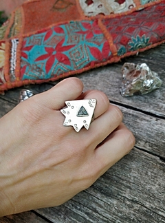 ANILLO DE ALPACA FLECHA AZUL - Misia Accesorios - De Tandil a todo el país