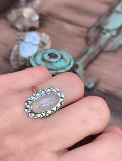 Imagen de ANILLO DE ALPACA Y CUARZO ROSA